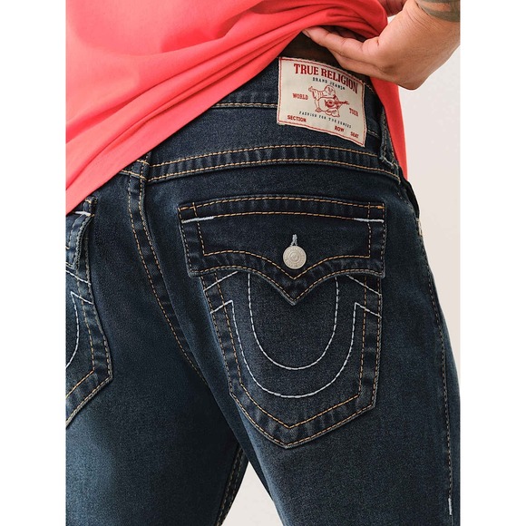 True Religion Jeans Mens 36 Ricky Big T Flap Dark Sultry Wash Relaxed $199 33 - Picture 1 of 6